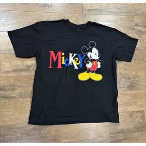 Vintage Disney Mickey Mouse Unlimited Big Spellout Graphic Tee Black XL 90s